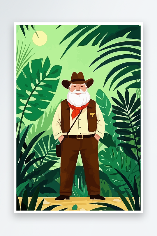 白胡子老人量插画图形元素-众图网