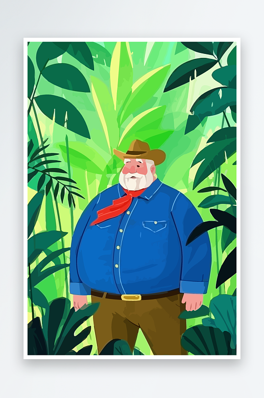 白胡子老人量插画图形元素-众图网