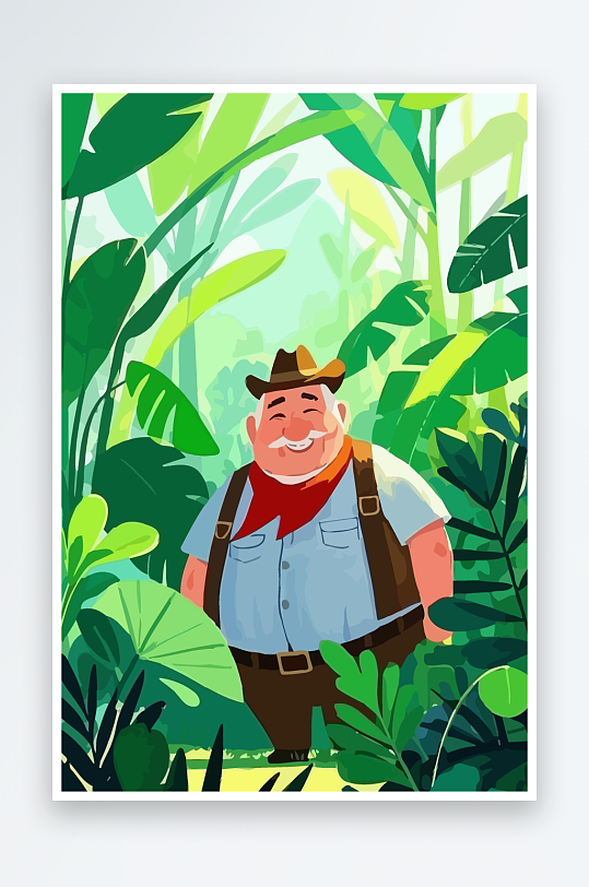 白胡子老人图标矢量插画图形元素-众图网