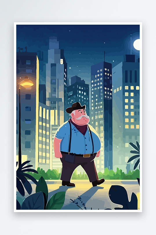 白胡子老人图标矢量插画图形元素-众图网