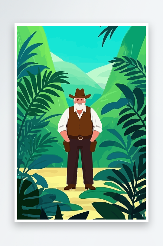 白胡子老人图标矢量插画图形元素-众图网