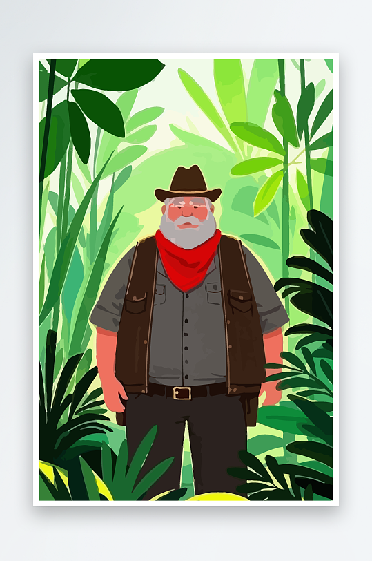 白胡子老人图标矢量插画图形元素-众图网