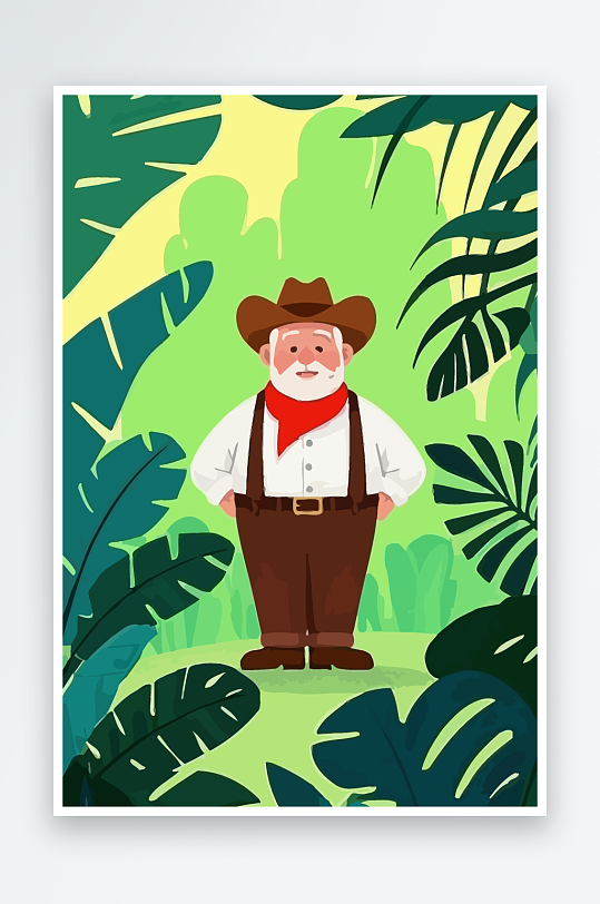 白胡子老人图标矢量插画图形元素-众图网