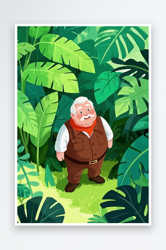 白胡子老人图标矢量插画图形元素-众图网