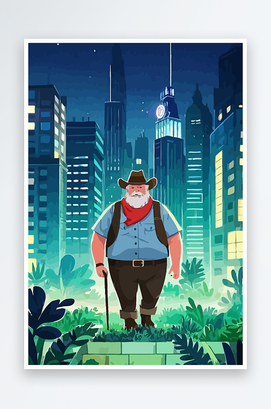 白胡子老人图标矢量插画图形元素-众图网