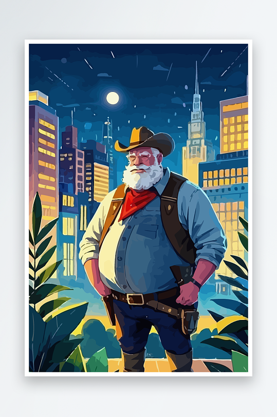 白胡子老人图标矢量插画图形元素-众图网