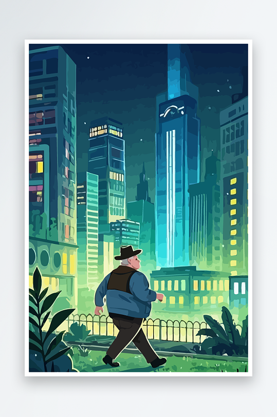 白胡子老人图标矢量插画图形元素-众图网