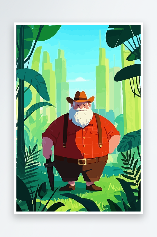 白胡子老人图标矢量插画图形元素-众图网