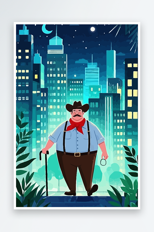 白胡子老人图标矢量插画图形元素-众图网