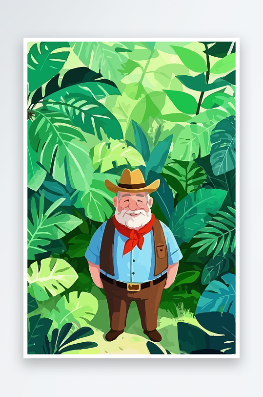 白胡子老人图标矢量插画图形元素-众图网