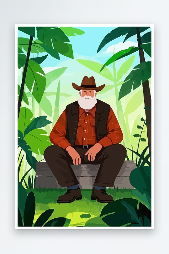 白胡子老人图标矢量插画图形元素-众图网