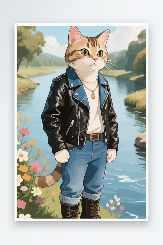 卡通猫矢量插画图形元素-众图网