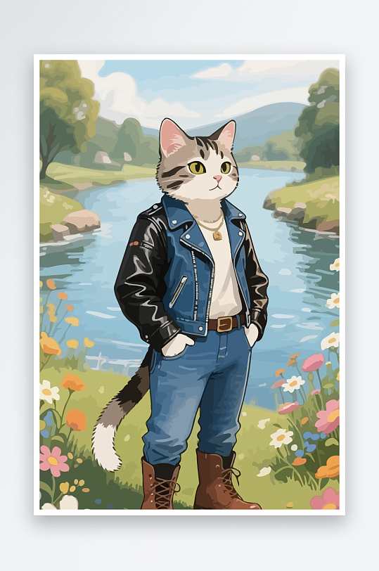 卡通猫矢量插画图形元素-众图网