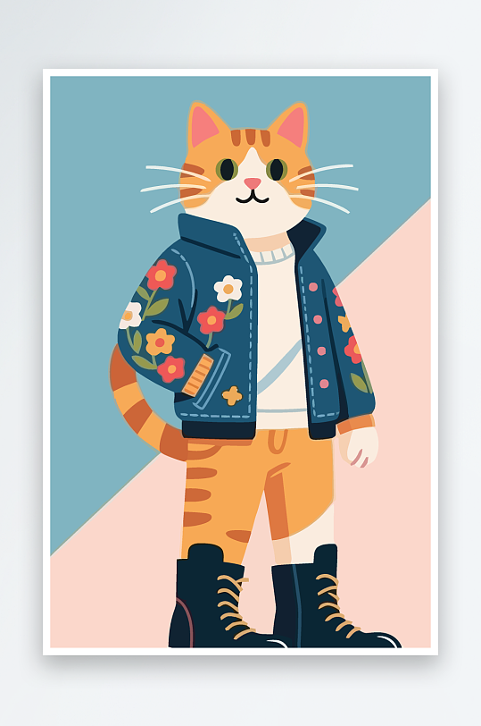 卡通猫矢量插画图形元素-众图网