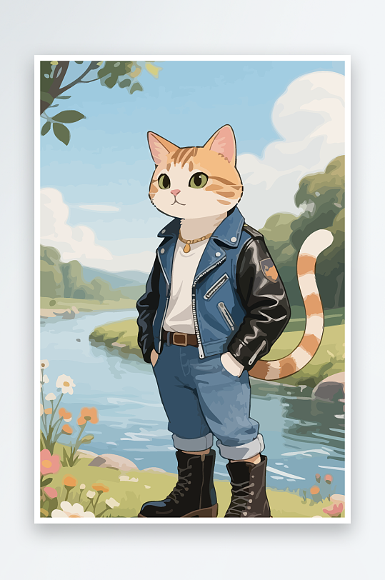 卡通猫矢量插画图形元素-众图网