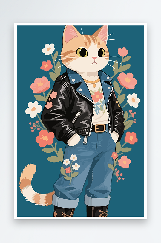 卡通猫矢量插画图形元素-众图网