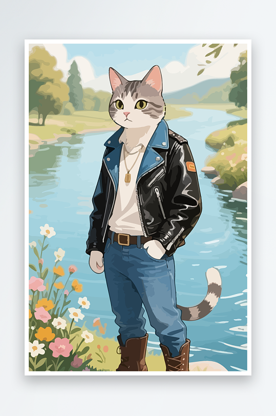 卡通猫矢量插画图形元素-众图网