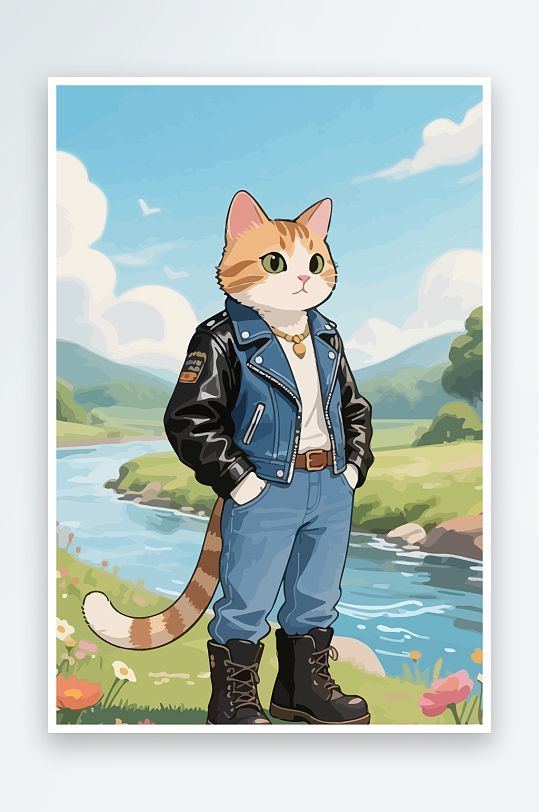 卡通猫矢量插画图形元素-众图网