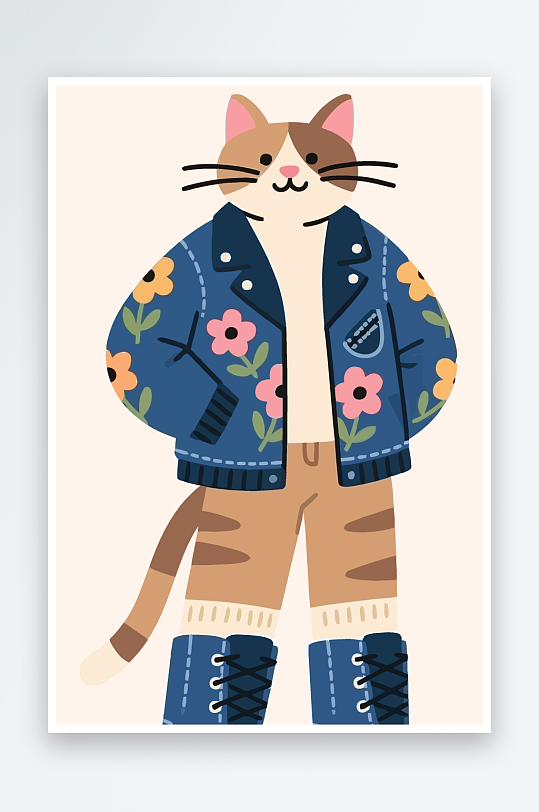卡通猫矢量插画图形元素-众图网