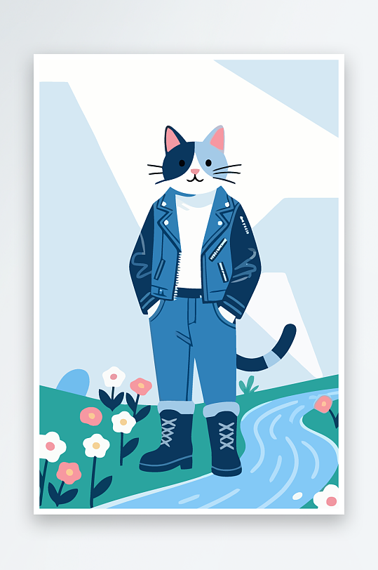 卡通猫矢量插画图形元素-众图网