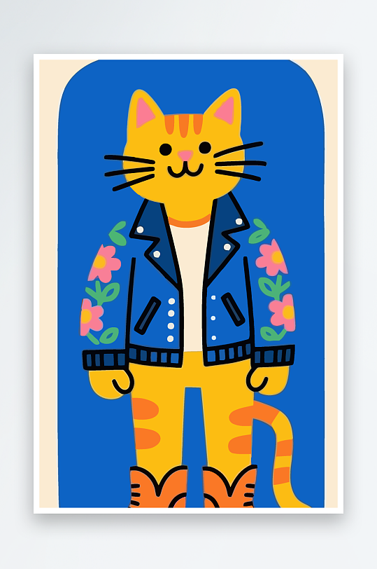 卡通猫矢量插画图形元素-众图网