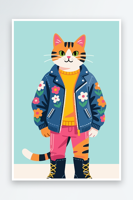 卡通猫矢量插画图形元素-众图网
