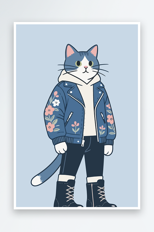 卡通猫矢量插画图形元素-众图网