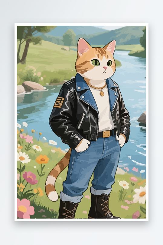 卡通猫矢量插画图形元素-众图网