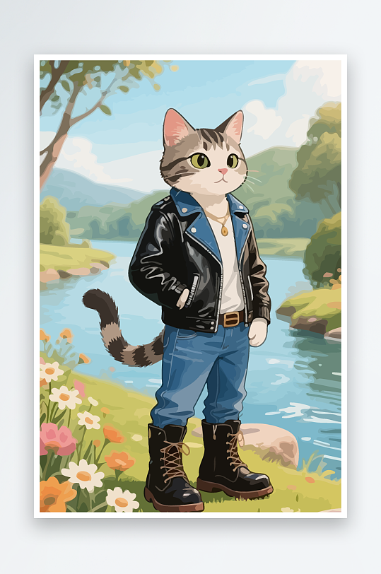 卡通猫图标矢量插画图形元素-众图网