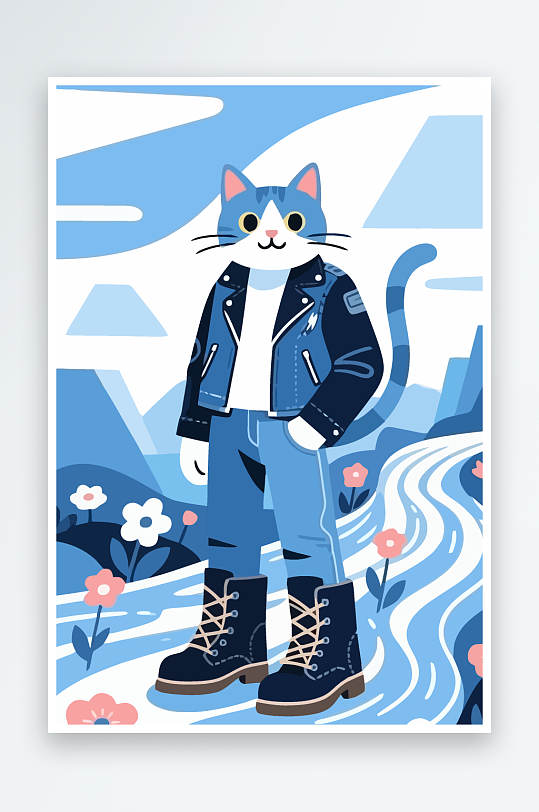 卡通猫图标矢量插画图形元素-众图网