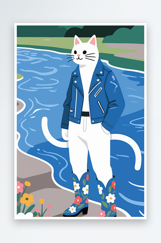 卡通猫图标矢量插画图形元素-众图网