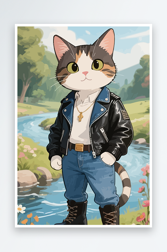 卡通猫图标矢量插画图形元素-众图网