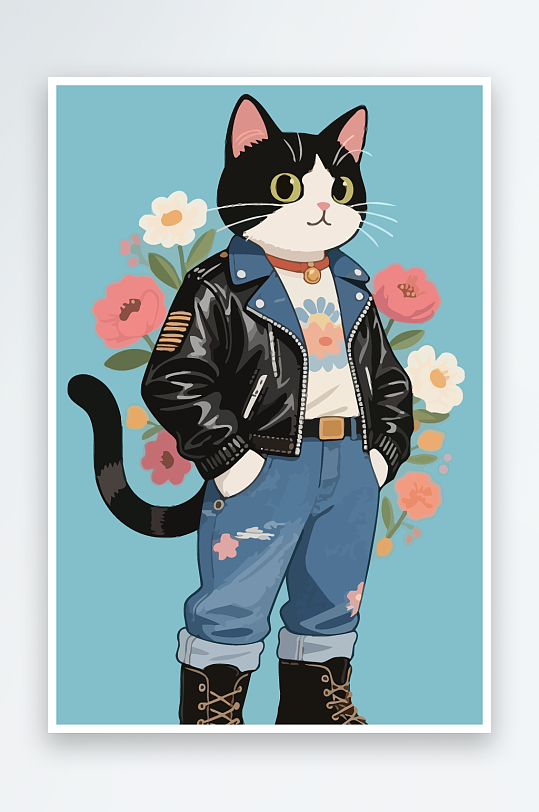 卡通猫图标矢量插画图形元素-众图网