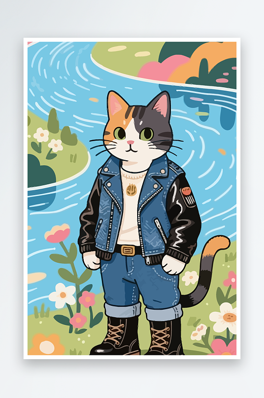 卡通猫图标矢量插画图形元素-众图网