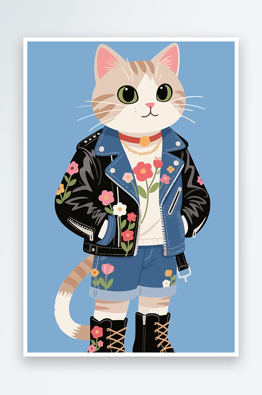 卡通猫图标矢量插画图形元素-众图网