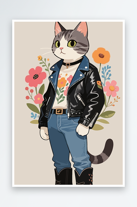 卡通猫图标矢量插画图形元素-众图网