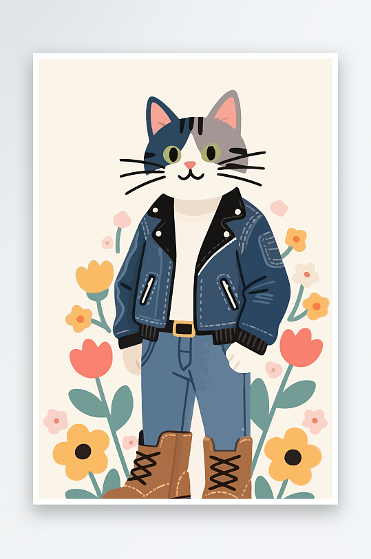 卡通猫图标矢量插画图形元素-众图网