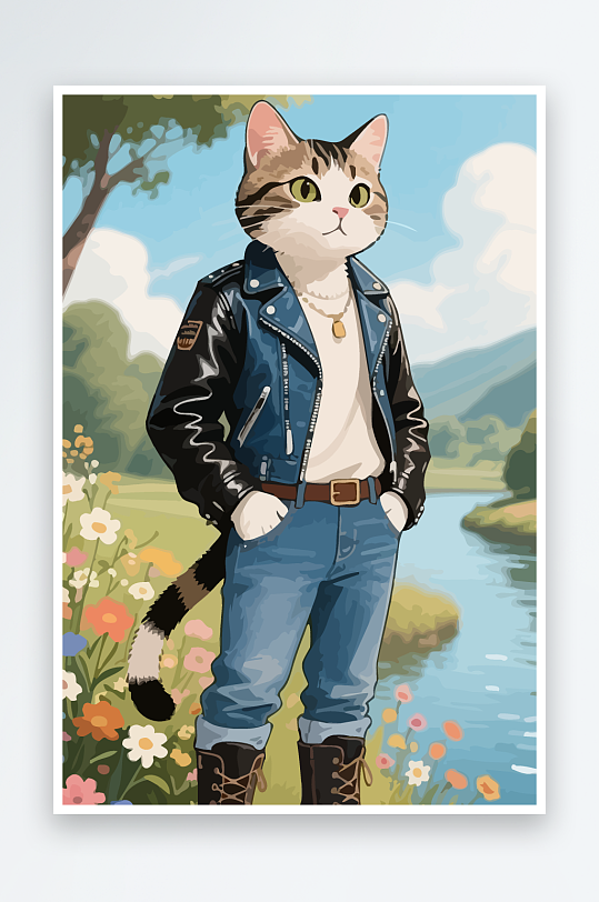 卡通猫图标矢量插画图形元素-众图网