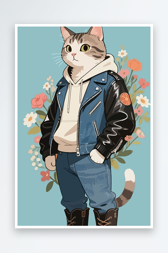 卡通猫图标矢量插画图形元素-众图网