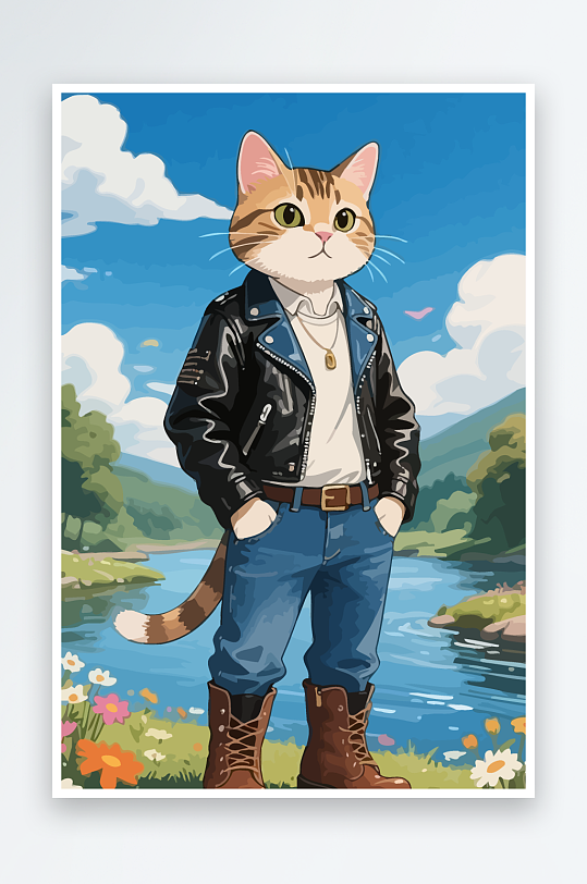 卡通猫图标矢量插画图形元素-众图网