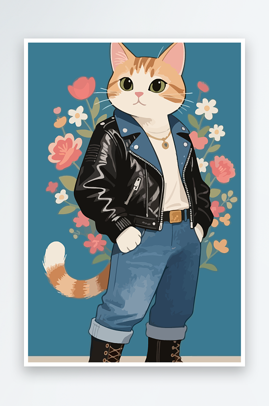 卡通猫图标矢量插画图形元素-众图网