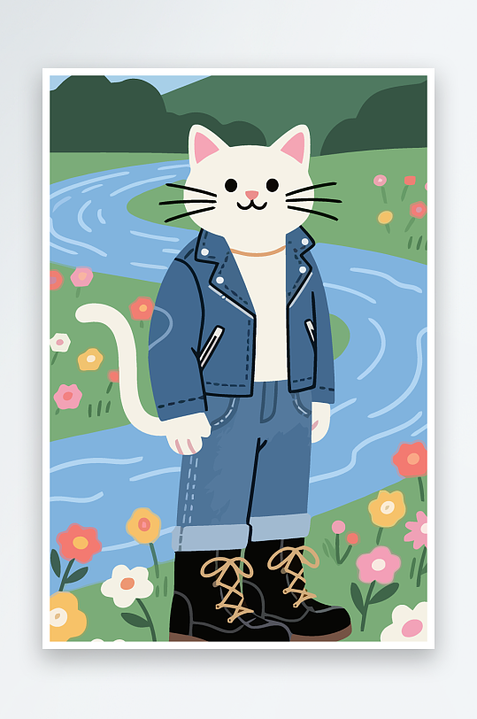 卡通猫图标矢量插画图形元素-众图网