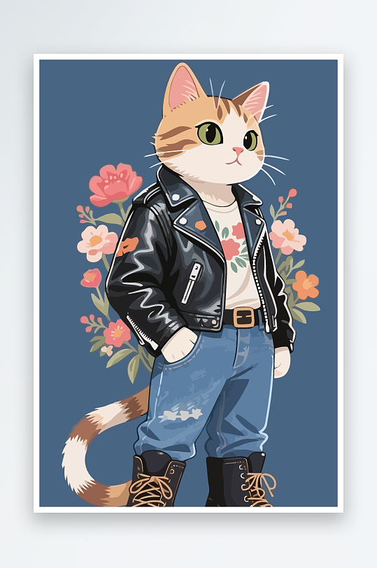 卡通猫图标矢量插画图形元素-众图网