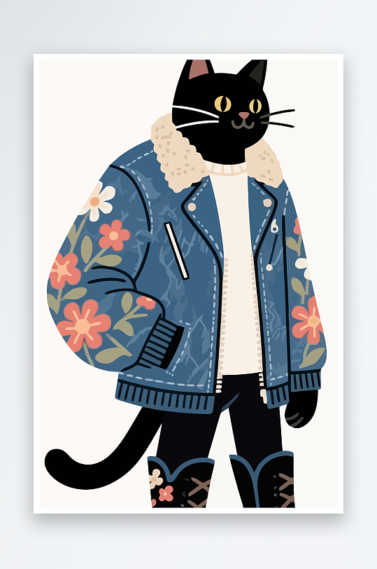 卡通猫图标矢量插画图形元素-众图网