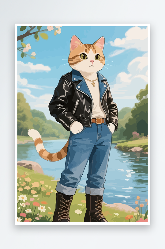 卡通猫图标矢量插画图形元素-众图网