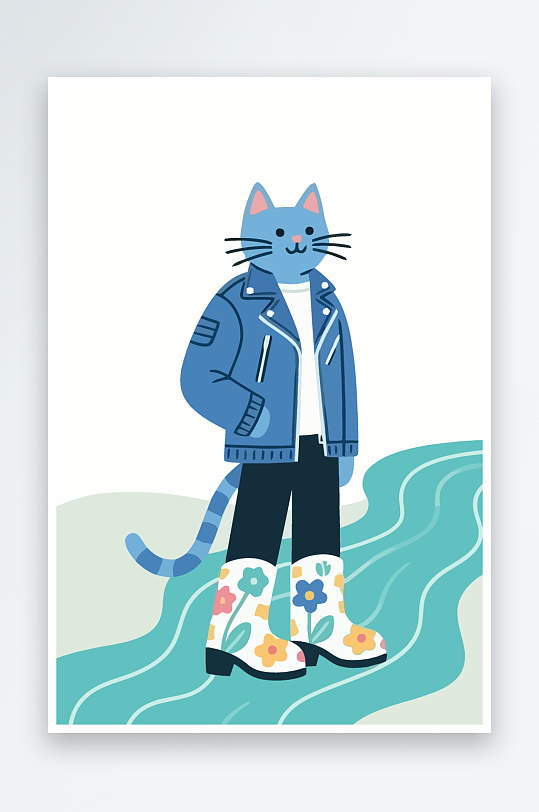 卡通猫矢量插画图形元素-众图网