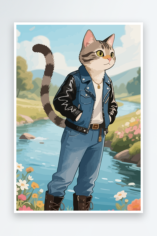 卡通猫矢量插画图形元素-众图网