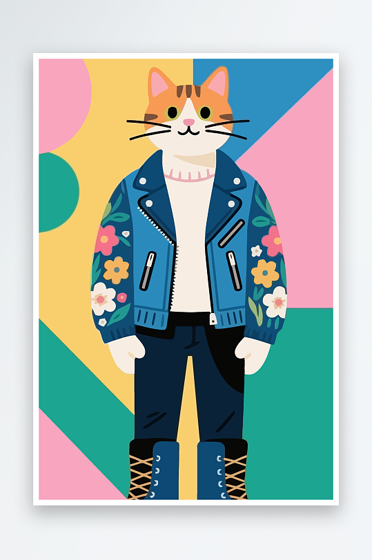 卡通猫矢量插画图形元素-众图网
