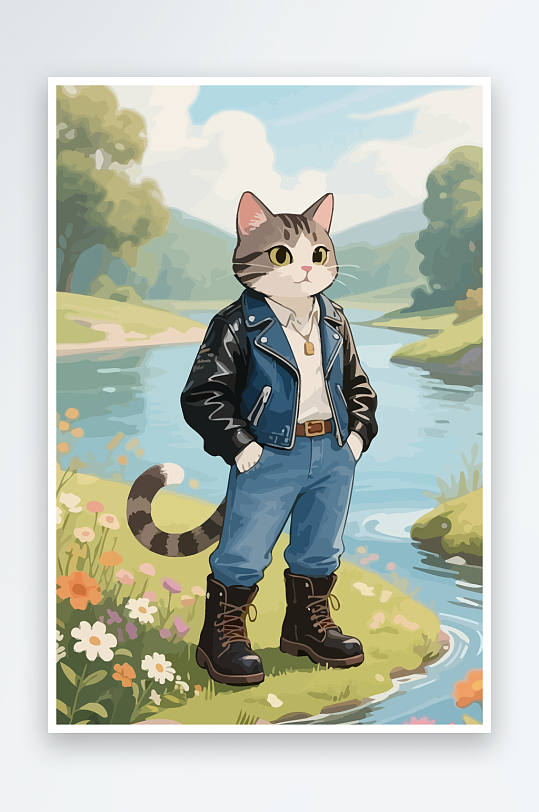 卡通猫矢量插画图形元素-众图网