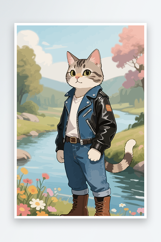 卡通猫矢量插画图形元素-众图网